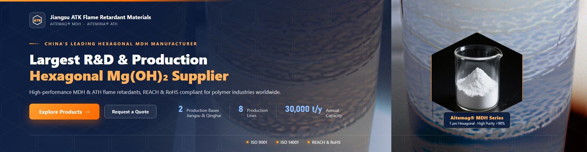 Qualité hydroxyde de magnésium hexagonal usine